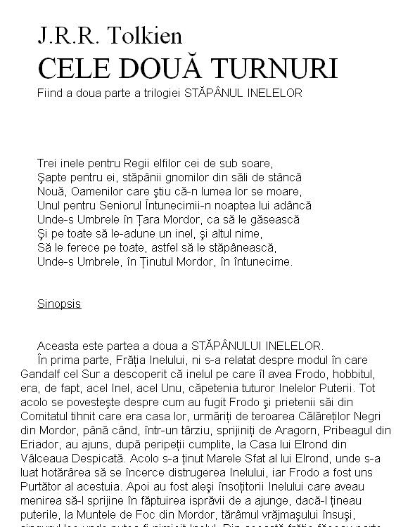 Stapinul inelelor 2 - Cele doua turnuri