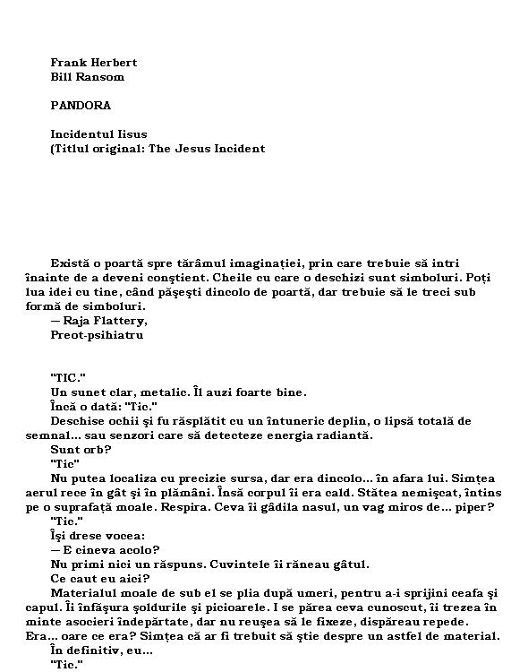 Pandora - Incidentul Iisus