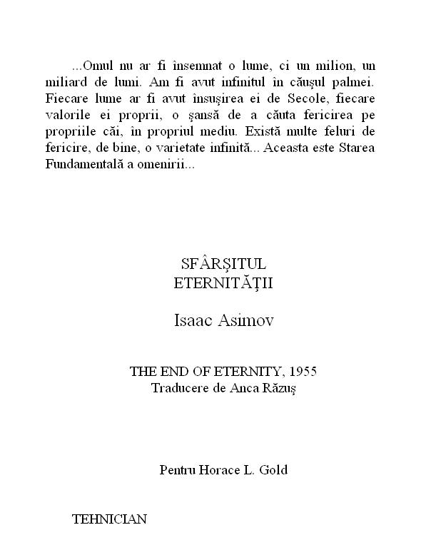 Sfarsitul Eternitatii