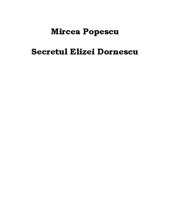 Secretul Elizei Dornescu