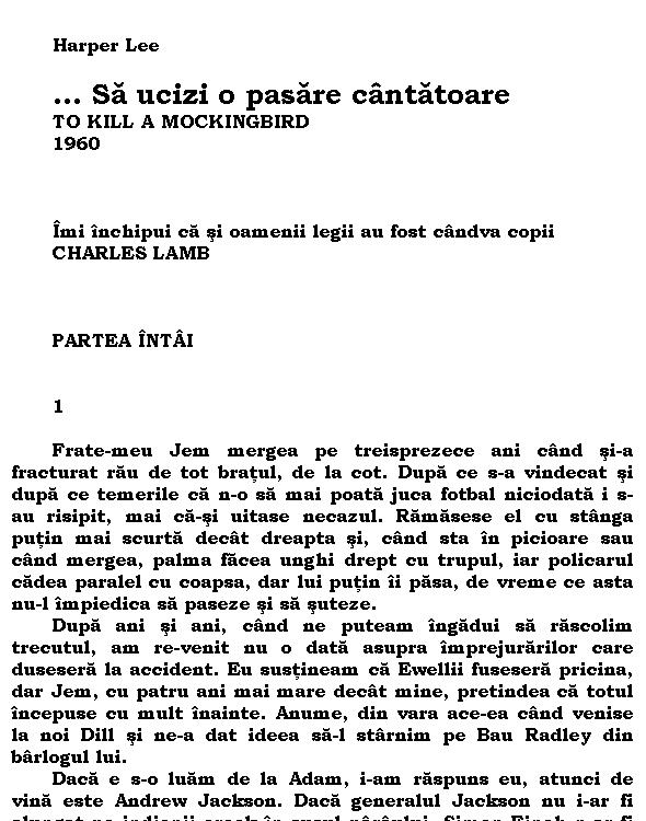 Sa ucizi o pasare cantatoare