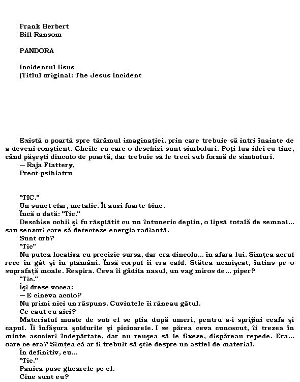 Pandora 1 - Incidentul Iisus