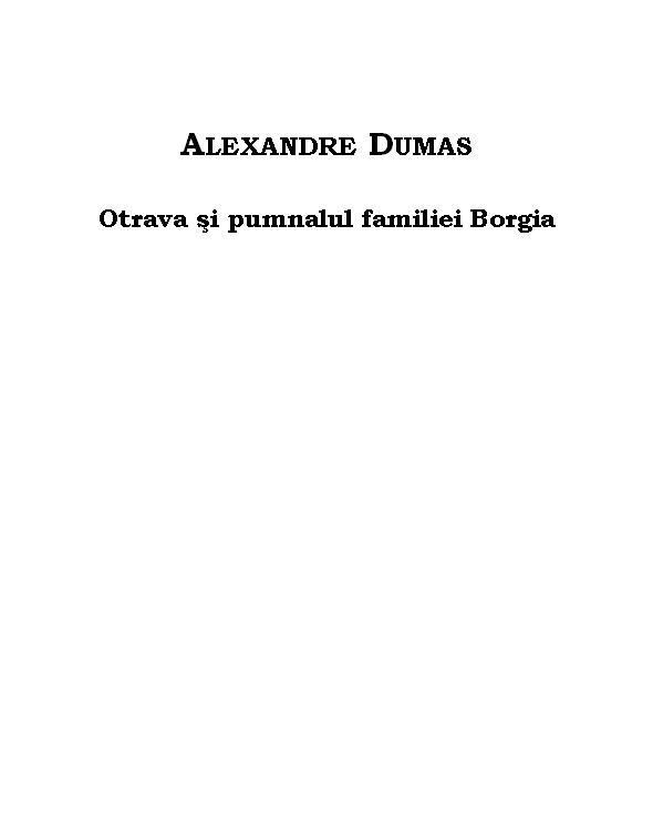 Otrava si pumnalul familiei Borgia
