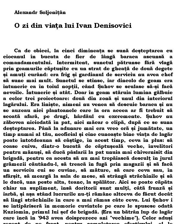 O zi din viata lui Ivan Denisovici