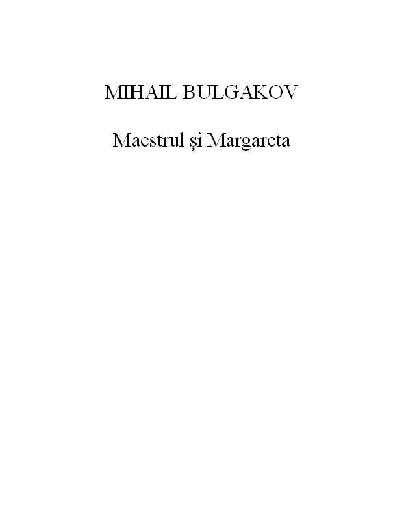 Maestrul si Margareta
