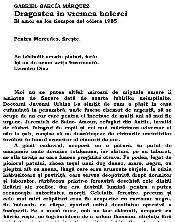 Dragostea in vremea holerei