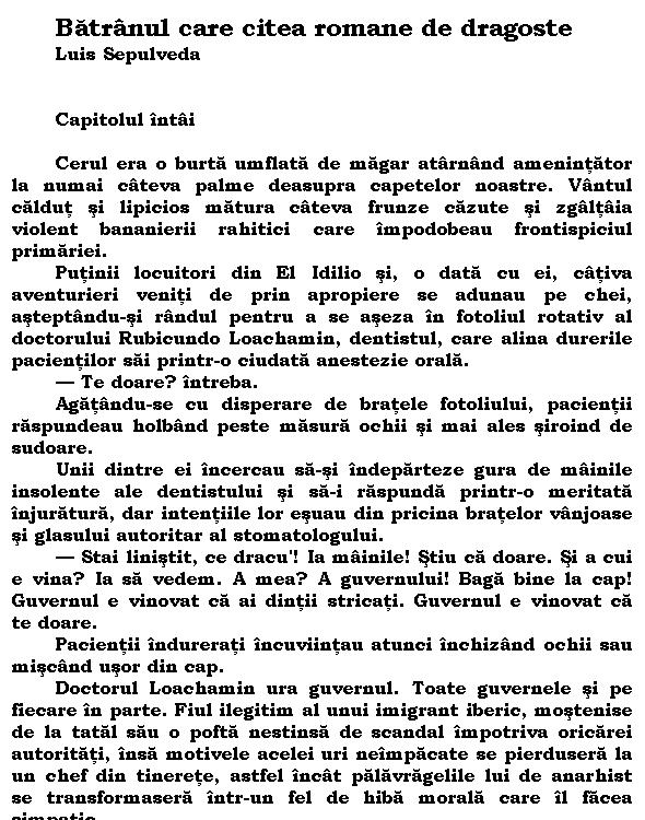 Batranul care citea romane de dragoste