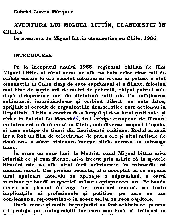 Aventura lui Miguel Littin, clandestin in Chile