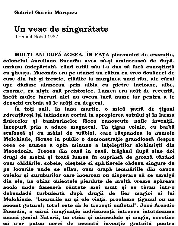 Un veac de singuratate